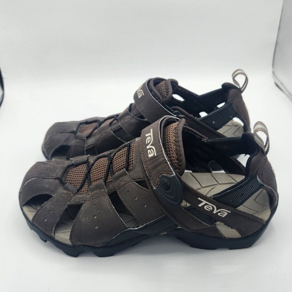 Teva Mens Size 8 Forebay Hook And Loop Brown Fisherman Sandals - Picture 5 of 9